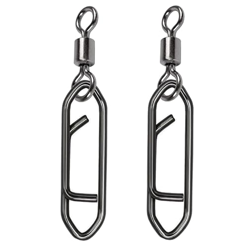 QISHUO Stainless Steel Fishing Swivels Lure Tackle Clips Snap Swivels Strength Barrel Saltwater Swivel Fishing Rolling Black Nickel, 50pcs, 111lbs