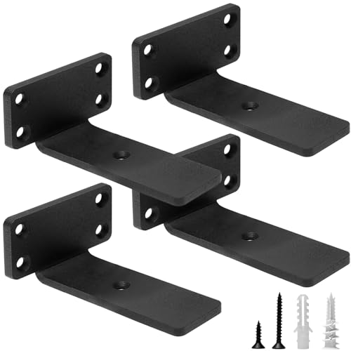 HITOMEN Heavy Duty Floating Shelf Brackets, 4-Inch (1/5'' Th...
