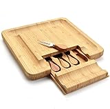 Bamboo Cheese Charcuterie Board Set,Wooden Serving Platter for Party. Gift set for...