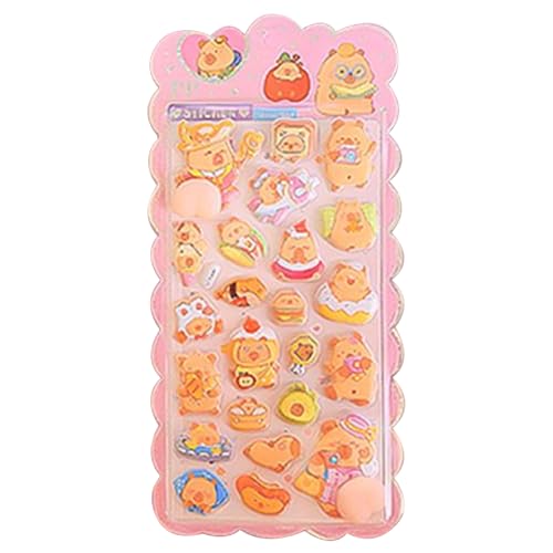 Pegatinas 3D - 21,5cm Cute -fidgets | Pegatinas adhesivas, etiqueta de animales de dibujos animados, juguetes de pellizco suave, para cuadernos, estuches, tabletas, tazas de agua, manualidades y