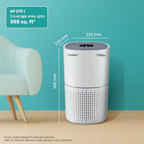 Image of Eureka Forbes 270 Air Purifier for Home |True HEPA H13 Filter & Real-time AQI Indicator |1.5-2 Yrs Filter Life* | Removes 99.97% PM2.5, Dust, Allergens, Bacteria & Pollen | Covers up to 365 Sq.Ft