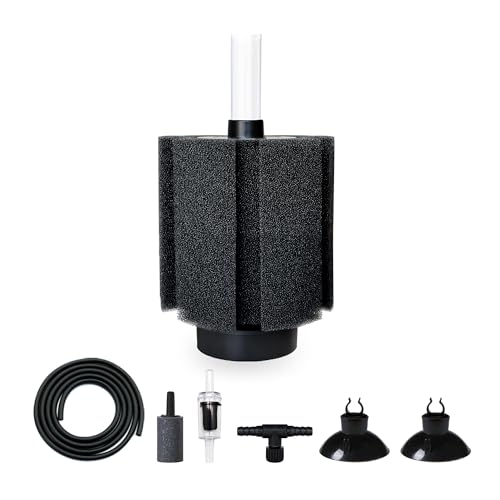 DVHEY 50-60 Gal Aquarium Sponge Filter with Ceramic Media and Bubble Diffuser Quiet Fish Tank Filters fit for Fry Breeding Shrimp Betta Fish Tank