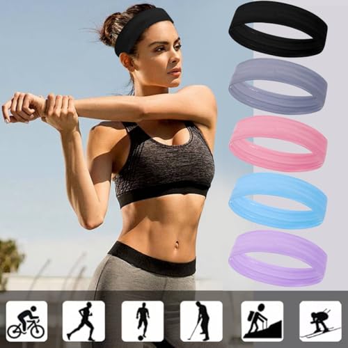 Image of Workout Headbands Non Slip Headband Sport Headbands Sweatbands Elastic Sport Hair Bands for Sports Travel Indoor Fitness Gym