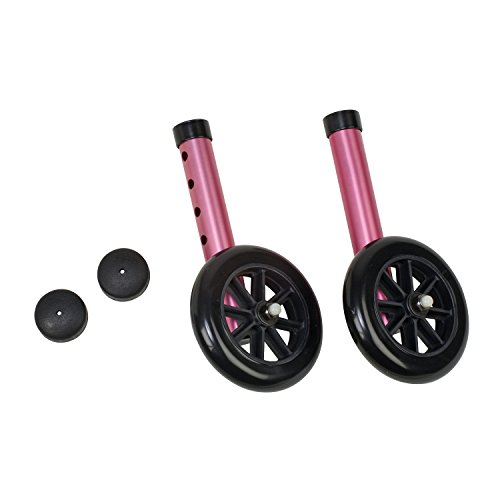 MABIS Walker Wheels with Glide Caps, Pink, One Pair
