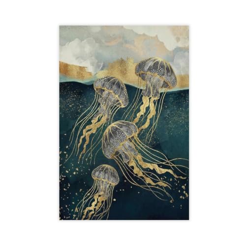 Méduse murale decoration tableau ocean abstrait 40x61 cm