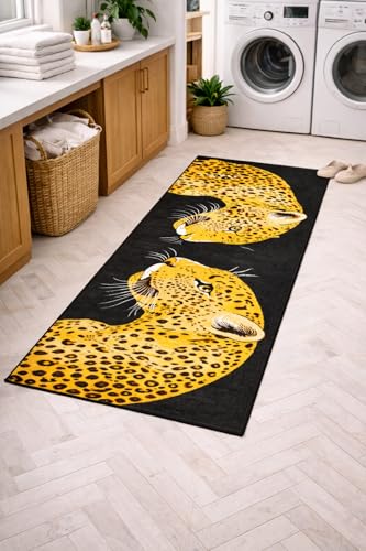 Image of SAGON 2x5 Ft Printed Runner Carpet - Cotton Bedside Rug for Bedroom & Living Room (Tiger)