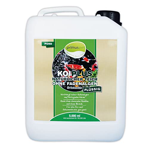 primuspet NEUHEIT KOIPLUS Natürlicher Teich ohne Fadenalgen - FLÜSSIG (Verdrängt Fadenalgen ohne chemische Zusätze, algenfreier Gartenteich), Inhalt:5 Liter Cover