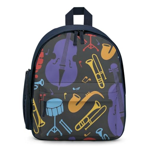 RQZWDQ Trumpet Musical Instrument Pattern Small Backpack Bags Mini Backpack Purse for Women Men Adjustable Daypack Rucksack Travel Holder Bookbags Shopping Bags