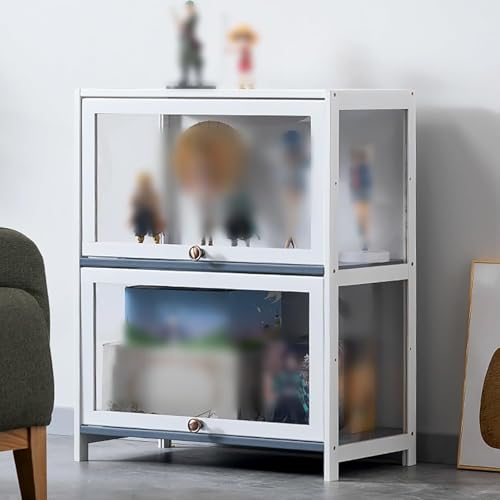 Vitrine autoportante blanche pour figurines et collections - Vitrine transparente à 2 niveaux pour cuisine pop action placard de rangement pour armoire à...