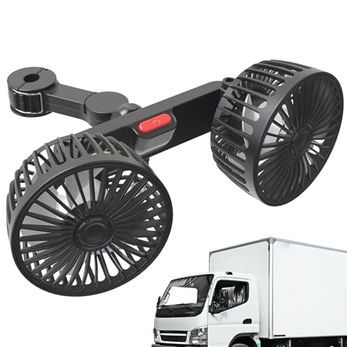 Ventilador Para Asiento De Coche,Ventilador Para Coche - Rotación De Treinta Y Seis Grados Con Doble Cabeza Portátil Velocidades Ajustables Enfriamiento Para Camping Playa Cinta Andadora Guardería