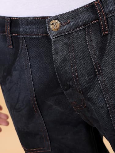 Image of The Indian Garage Co Men Baggy Solid Mid-Rise Stretchable Jeans