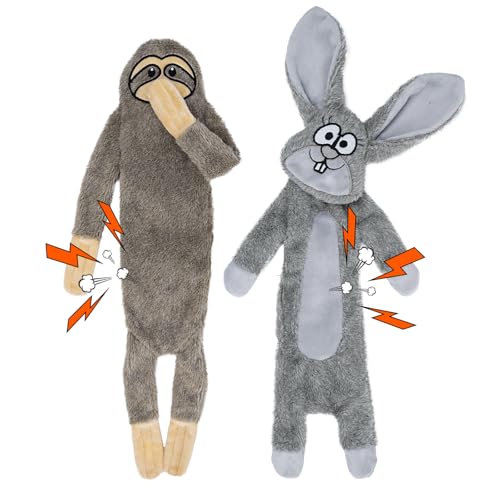HGB No Stuffing Squeaky Dog Toys, Crinkle Plush...