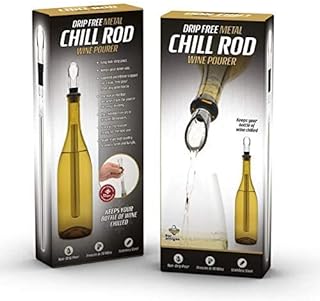 Bar Amigos Chill Rod Wine Bottle Cooler Chiller with Stainless Steel Red White Wine Pourer and Cooler Stick with Aerator Pourer Pouring Spout