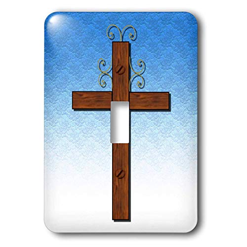 Interrupteur à baïonnette 3dRose LSP_27410_1 motif croix en bois bleu - 2