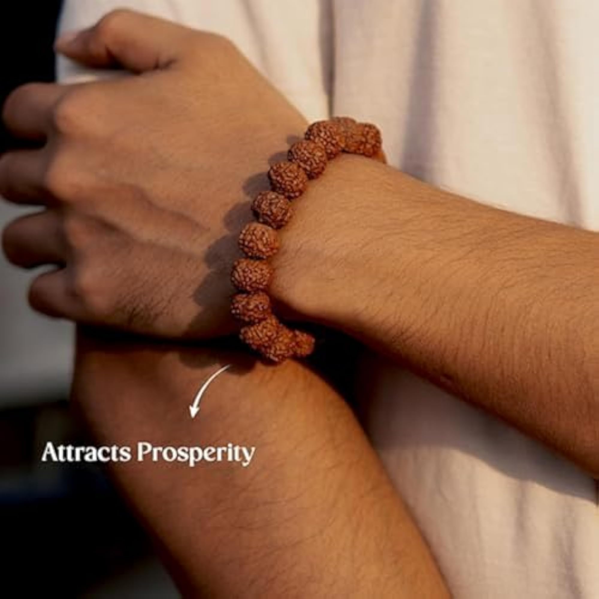 Natural Rudraksha 8mm Round Bead Stretchable Bracelet, Unisex