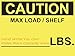Pallet Rack Capacity Label, 3×4″ (76.2×101.6mm) Caution Max Load/Shelf LBS, Industrial Strength Warehouse Cross Beam Safety Warning Self-Adhesive PVC Sticker, British Unit, BU_B_2, Pack of 50 PCS