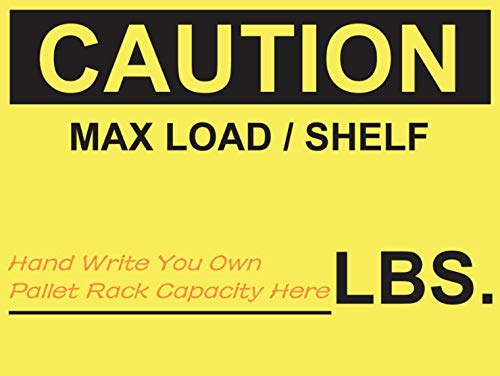 Miniatura 2 de 100 etiquetas de capacidad para estante de paletas, 3 x 4 pulgadas (3.000 x 4.000in) Precaución máxima cargaestante LBS, luz cruzada de seguridad