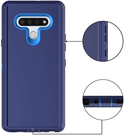 Hapitek LG K51 Case with Screen Protector Heavy Duty Shockp Protective Shockproof Hybrid Case Tough 3 in 1 Rugged Case for LG K51 LG Q51 Navy Blue