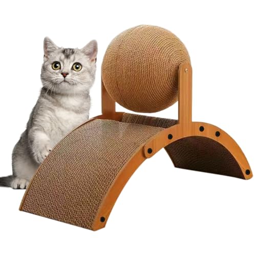 Balle à griffer pour chat avec base ondulée en bois pour salon - 8