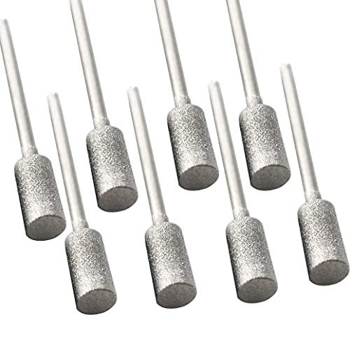 8 Piezas Fresa Diamante Cilíndrica con Vástago 3/32 Pulg miniatura 3