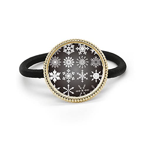 Tocado de metal plateado Merry Christmas con grabado de copo de nieve y coletero elástico