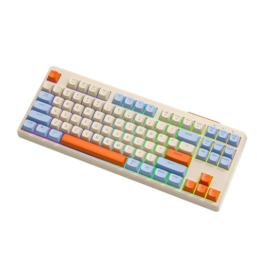 RXJMKCZ Clavier sans Fil Bluetooth Double Mode M87, Conception mécanique silencieuse avec Touches sphériques PBT et rétroéclairage Arc-en-Ciel(Blueberry)
