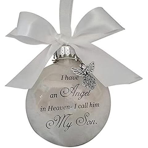 Christmas Memorial Ornaments,Christmas Tree Decorations Hanging Pendant Christmas Decorations,Personalize Baubles Loss of Loved Christmas Party Decor 8CM, I Have An Angel In Heaven (son) Cover
