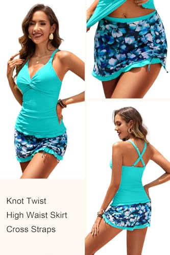 Daci Womens Tankini Swimsuits with Skirt - 2 Piece Tummy Control Bathing Suits Knot Twist Tankini Sets 20254