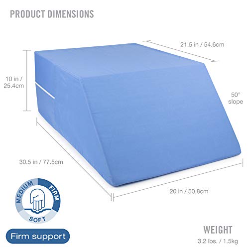 Dmi Wedge Pillow, Leg Pillow, Bolster Pillow, Incline Pillow For Leg Elevation, Snoring, Circulation, Pregnancy, Sciatica, Leg Rest Or Foot Elevation, Blue, 30.5 X 20 X 10 #TOP1
