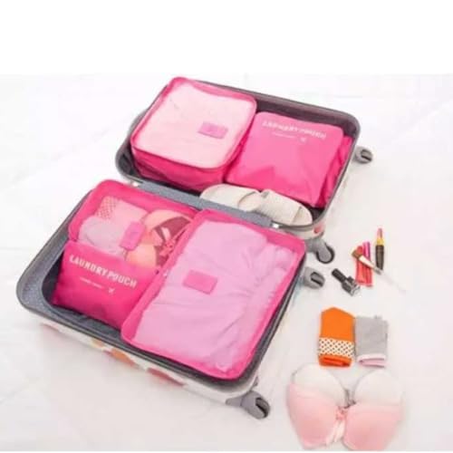 Kit Organizador De Mala Para Viagem 6 Peças De Nécessaire (Pink)