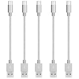 Maeline 10in Short Micro USB Charger Cable, 5 Pack 10 inch Nylon Braided Android Charging Cable Cord, High Speed USB Data Sync Charger Cord for Samsung, HTC, Motorola, Nokia, Kindle, MP3, Tablet Gray