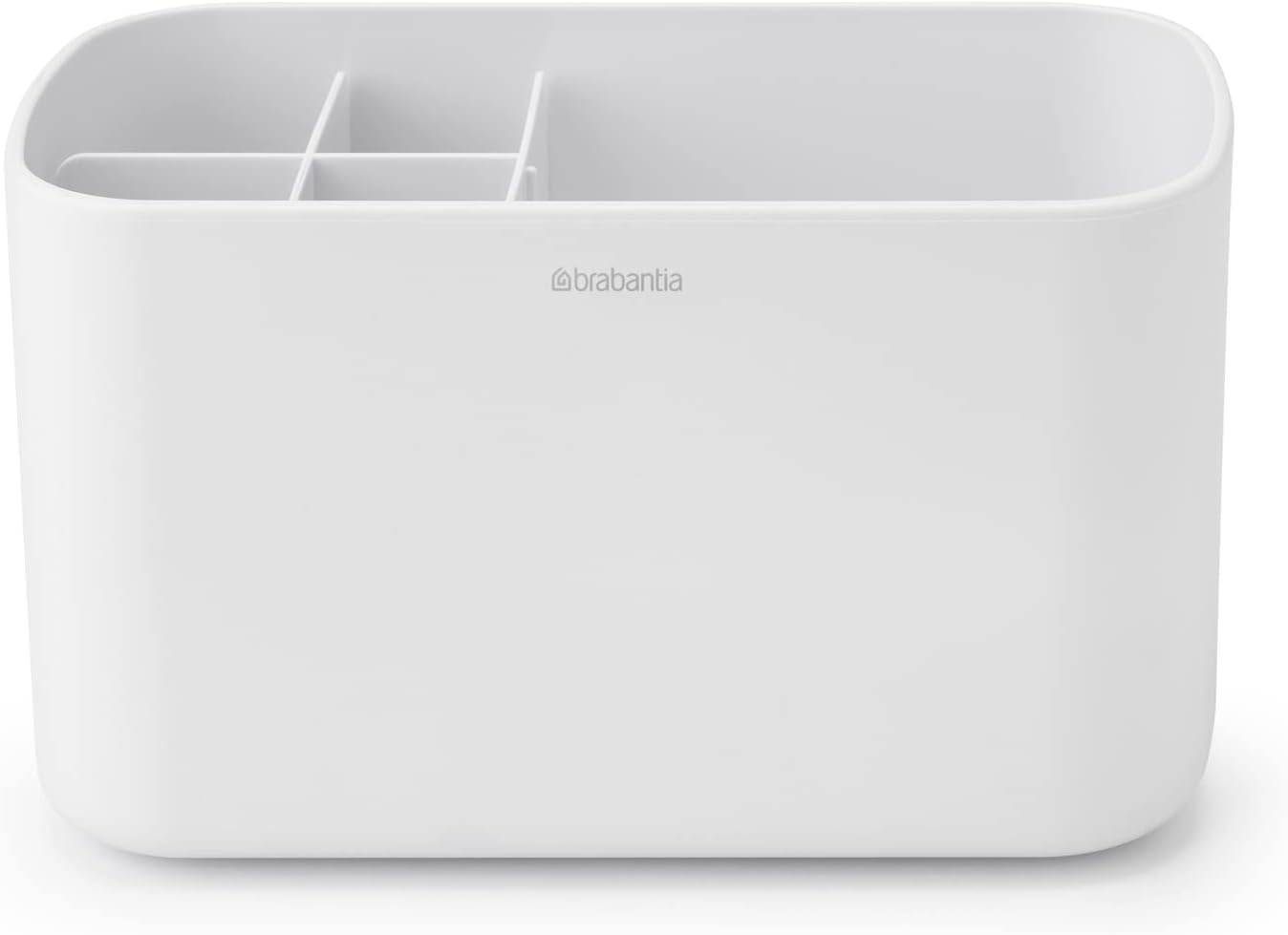Brabantia Renew Bathroom Caddy (White) - Compartments for Toothbrushes, Toothpaste, Soap etc - Nonslip Base and Drainage Holes