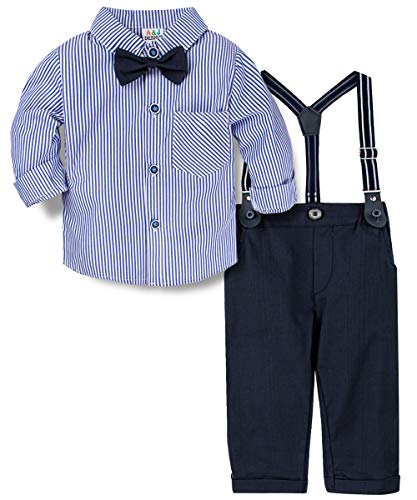 A&J DESIGN Conjunto de Trajes de Camisas Informales para Niños Pequeños (Azul Marino, 3-4 Años)