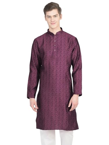 Image of SG LEMAN Knee Length Solid Kurta for Men | Silk | Long Sleeve | Ethnic Wear for Men | Party and Weeding wear Kurta
