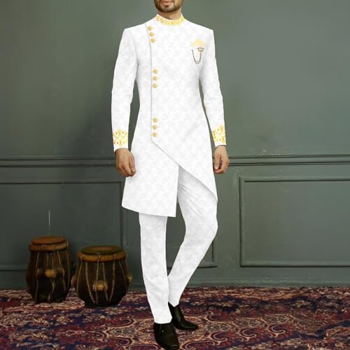 Men`s Suit Slim Fit Embroidery Single Breated Blazer and Pants Set African Clothes Formal Outfits2
