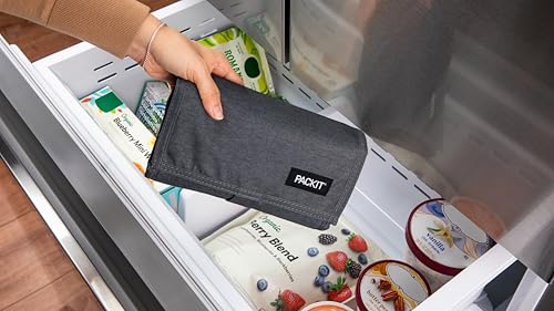 Image of PackIt Freezable,City Charcoal,Built with EcoFreeze Technology,Foldable,Reusable,Zip and Fold Closure with Buckle Handle,Designed for Work Lunches and Fresh Lunch On the Go, Lunch Bag (Pack of 12)