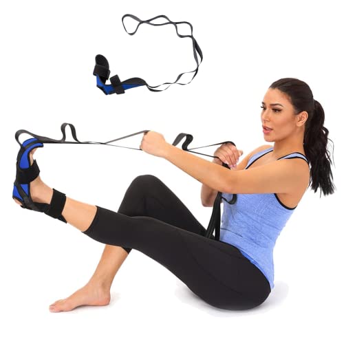 Moocuca cinta estiramientos,Cinturón de Yoga Para Fascitis Plantar,Entrenamiento de Piernas,Rehabilitación,Ligamento Estiramiento Cinturón,Mejorar la Tendinitis de Aquiles Para fitness,Hot Yoga, Azul Cover