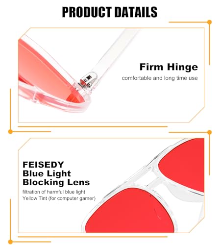 Image of FEISEDY Amber Blue Light Glasses for Computer Gaming Orange /Yellow lens Anti Eyestrain Sleep Glasses G2835