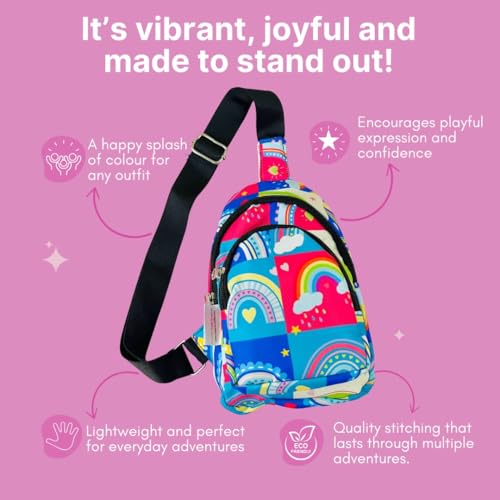 Image of Cots and Cuddles 1pc Rainbow Print Colourful Cross body Bags for Boys and Girls Kids School, Picnic, Return Gifts, Office