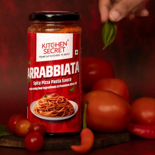 Image of Kitchen Secret Pasta Combo | Spaghetti 500g + Arrabbiata Sauce 390g | 100% Durum Wheat | No Maida, Egg Free, Trans Fat Free | Spicy Pasta Kit with Real Ingredients