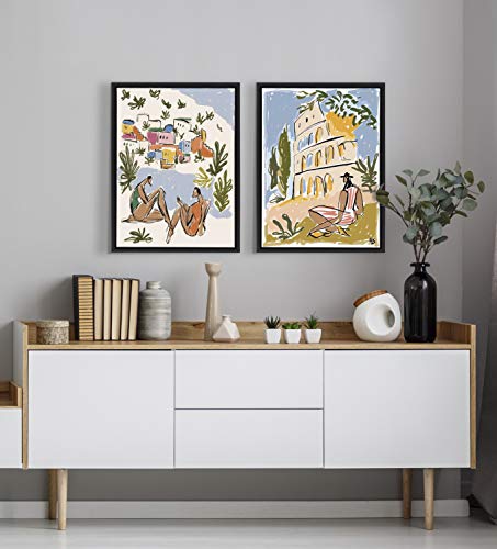 Kate And Laurel Sylvie When In Rome Framed Canvas Wall Art By Maggie Stephenson, 18X24 Black #TOP1