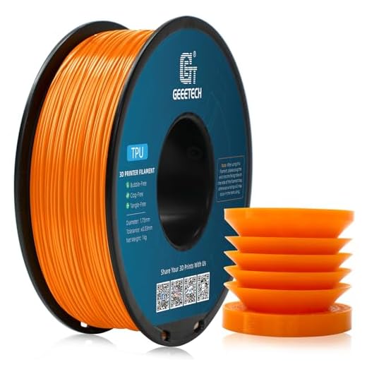 Geeetech TPU Filament 1.75mm, Shore 95A – Flexible 3D Printer Filament with High Elasticity, 1KG (2.2lbs) Spool, Dimensional Accuracy ±0.03mm, Fits Most FDM Printers (Orange)