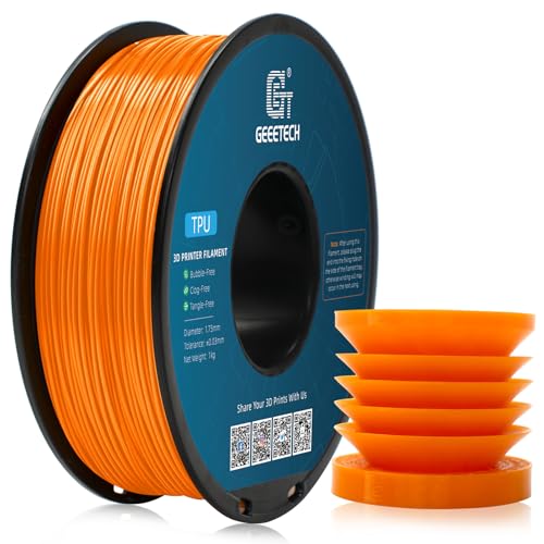 Image of Geeetech TPU Filament 1.75mm, Shore 95A - Flexible 3D Printer Filament with High Elasticity, 1KG (2.2lbs) Spool, Dimensional Accuracy ±0.03mm, Fits Most FDM Printers (Orange)