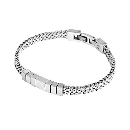Pulsera de acero inoxidable doble cadena Franco para hombre miniatura 3