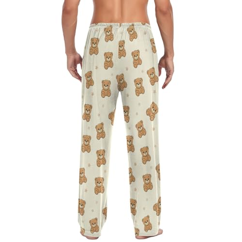 J JOYSAY Teddy Bear Star Beige Pajama Pants Mens Lounge Pants Lightweight Men Pajama Bottoms2