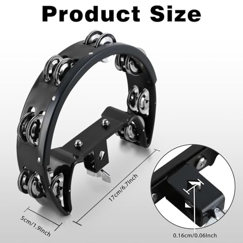 EASTROCK Cowbell Mount con Multi-Clamp y Tamborín miniatura 5