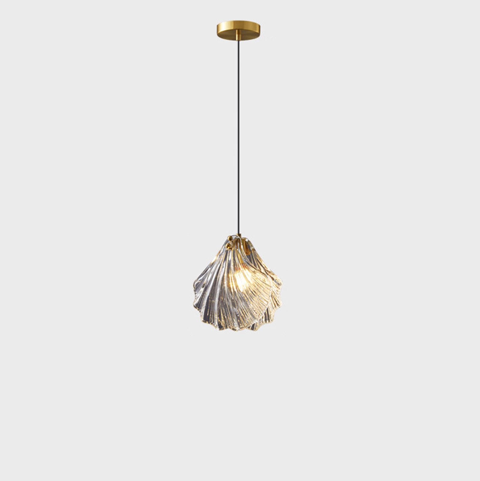 RSZCSMO 7.87in Minimalist Pendant Light, Creative Transparent Shell Textured Glass Hanging Lamp for Bedroom, Living Room, Dining Table & Study Room, Lighting Fixture