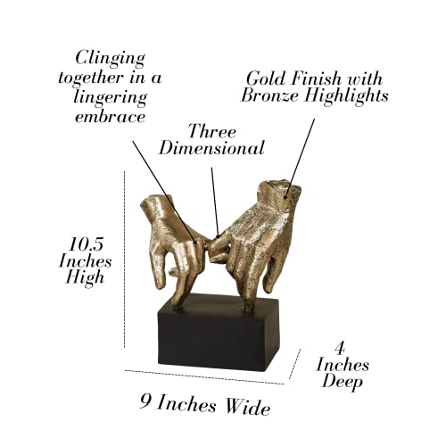 Estatua de manos en gesto duradero Oro y bronce miniatura 3