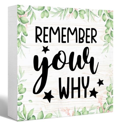 Green Inspirational Office Wood Box Sign Desk Decor,Motivational Table Decor,Remember