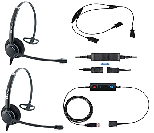 Professional USB Headset Training Solution (Includes 2 x TruVoice HD-100 Single Ear Noise Headsets with Noise Canceling Microphone, USB Cable and Training Y Cable)